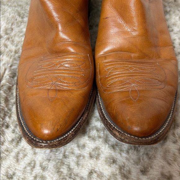 Vtg Justin Style 1632 Mens Tan Leather Western Cowboy boots sz 13B - Picture 7 of 13